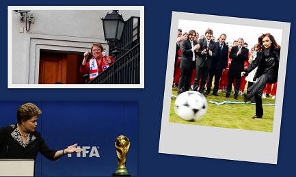TIFO PRESIDENZIALE. Dilma Rousseff (Brasile), Cristina Kirchner (Argentina), Michelle Bachelet (Cile). Tre donne potenti, tre supporter