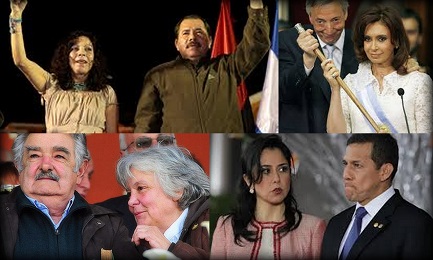 Coppie con potere: Daniel Ortega e Rosaria Murillo, Cristina e Nestor Kirchner, José Mujica e Lucia Topolanski, Ollanta Humala e la moglie Nandine