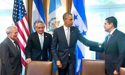 I capi di stato di Salvador, Honduras e Guatemala con il presidente americano Barack Obama