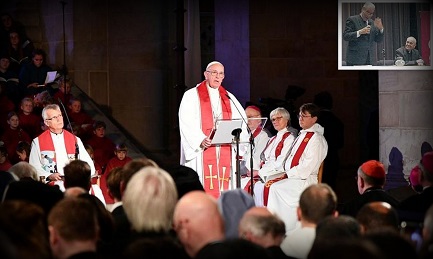 Il Papa in Svezia. Nel riquadro Bergoglio presenta il libro di Methol Ferré a Buenos Aires il 16 maggio 2009