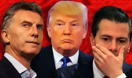 Il presidente Argentino Macri, Trump al centro, il messicano Peña Nieto