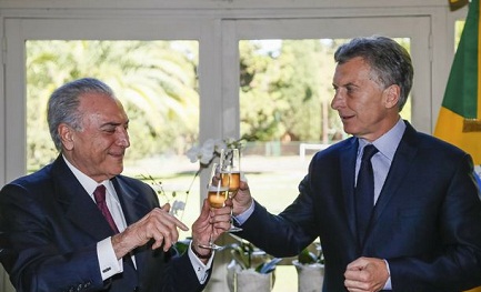 Il presidente brasiliano Temer e l’argentino Macri