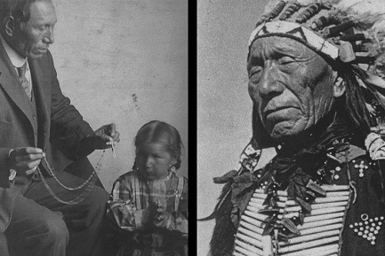 Black Elk catechista e come leader Lakota. (Foto a sinistra: Marquette University Archives, Bureau of Catholic Indian Mission Records, ID 00559; foto a destra: Marquette University Archives, Bureau of Catholic Indian Mission Records, ID 01287/Ben Hunt)