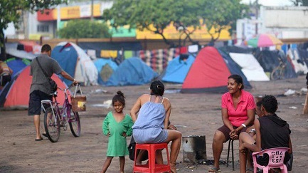 Rifugiati venezuelani nella città di Boa Vista, capitale dello stato del Roraima, in Brasile, confinante con il Venezuela